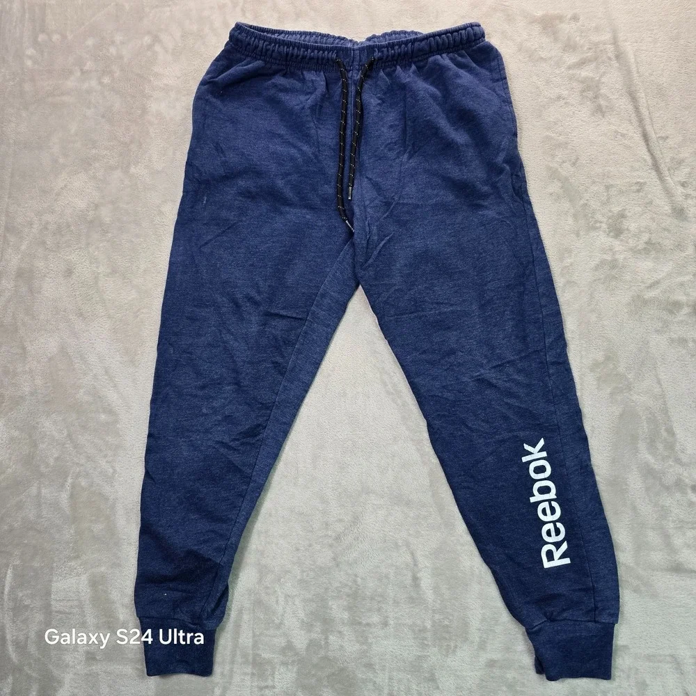 Reebok Lounge Pajama Jogger Pants Mens Medium Navy Drawstring Everyday Sleepwear